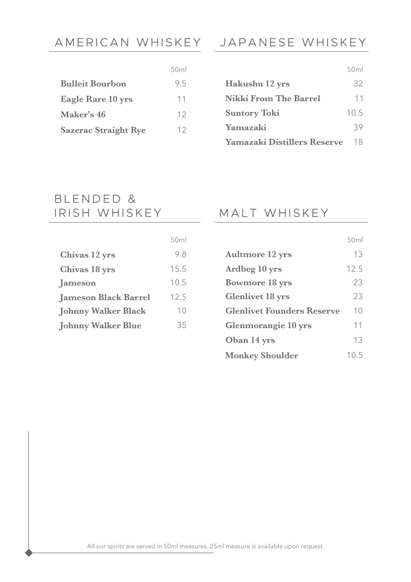 Drinks Menu